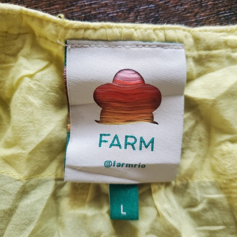 Farm Rio Yellow Pineapple Embroidered Tiered Maxi Dress Large Boho Tropical - Picture 7 of 11